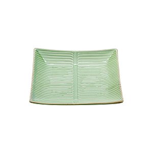 PRATO DECORATIVO DE CERÂMICA BANANA LEAF VERDE 21,5x4cm