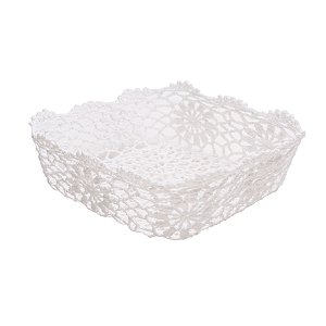 CESTA DE PLÁSTICO CROCHÊ BRANCA 22x8cm