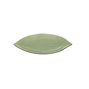PRATO DECORATIVO DE CERÂMICA BANANA LEAF VERDE 26,5x15,5x2cm