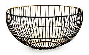 KIT CENTRO DE MESA PRETO E DOURADO EM METAL-3-PCS