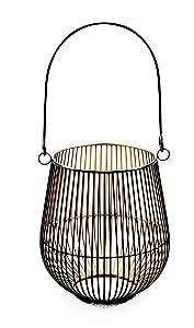 KIT LANTERNA PRETO E DOURADO EM METAL - 3 PCS