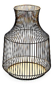 VASO PRETO E DOURADO EM METAL