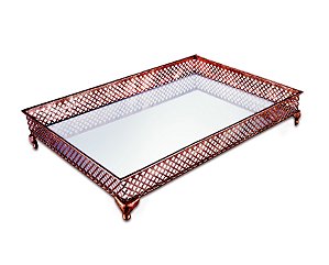 BANDEJA COBRE EM METAL COM ESPELHO