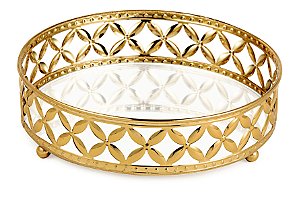 KIT BANDEJA DOURADA EM METAL - 3 PÇS