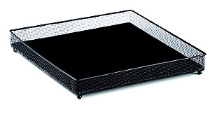 BANDEJA PRETA EM METAL COM ESPELHO PRETO