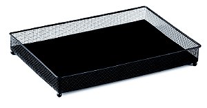 BANDEJA PRETA EM METAL COM ESPELHO PRETO