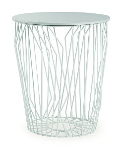 KIT MESA LATERAL BRANCA EM METAL E MADEIRA - 2 PCS