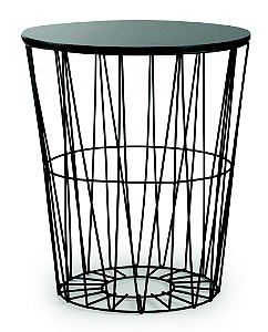 KIT MESA LATERAL PRETA EM METAL E MADEIRA - 2 PCS