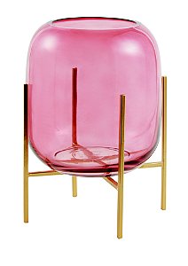 VASO MARSALA EM VIDRO COM SUPORTE