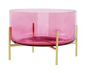 CENTRO DE MESA MARSALA EM VIDRO COM SUPORTE