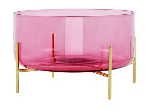 CENTRO DE MESA MARSALA EM VIDRO COM SUPORTE