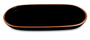 BANDEJA PRETA E DOURADA EM CERAMICA