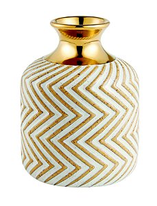 VASO NUDE E DOURADO EM CERAMICA