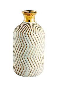 VASO NUDE E DOURADO EM CERAMICA