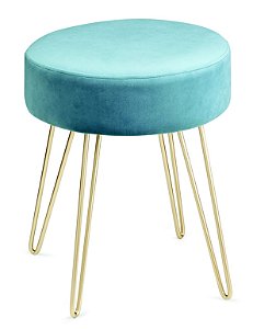 PUFE EM VELUDO E METAL