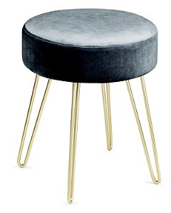 PUFE EM VELUDO E METAL