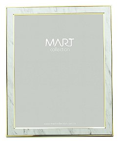 PORTA-RETRATO MARMORIZADO BRANCO EM METAL - 20X25