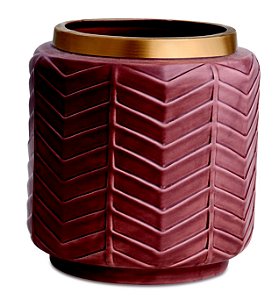 VASO MARSALA E DOURADO EM CERAMICA
