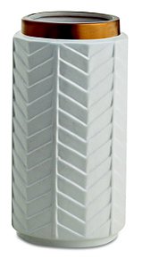 VASO BRANCO E DOURADO EM CERAMICA