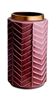 VASO MARSALA E DOURADO EM CERAMICA