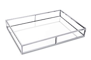 BANDEJA PRATA EM METAL COM ESPELHO