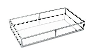 BANDEJA PRATA EM METAL COM ESPELHO