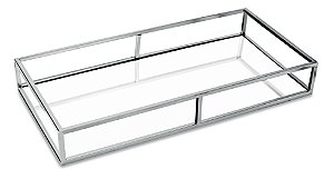 BANDEJA PRATA EM METAL COM ESPELHO