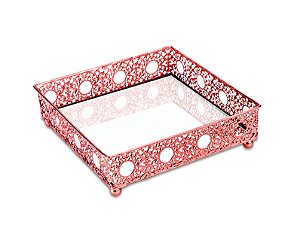 KIT BANDEJA COBRE EM METAL COM ESPELHO- 2 PCS