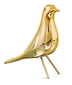 PASSARO DOURADO EM CERAMICA