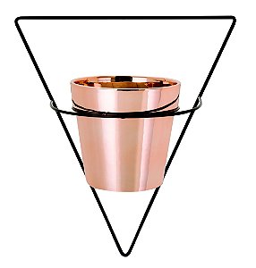 VASO ROSE GOLD EM CERAMICA COM SUPORTE DE PAREDE