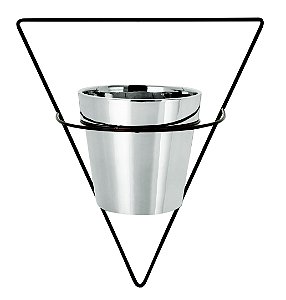 VASO PRATA EM CERAMICA COM SUPORTE DE PAREDE