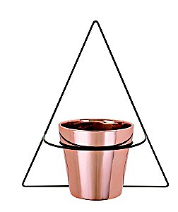 VASO ROSE GOLD EM CERAMICA COM SUPORTE DE PAREDE