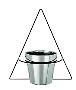 VASO PRATA EM CERAMICA COM SUPORTE DE PAREDE