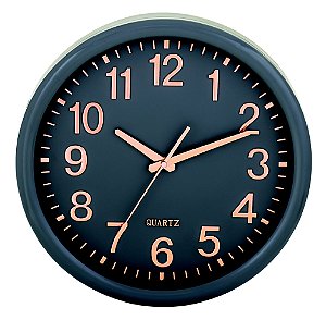 RELOGIO DE PAREDE CINZA E ROSE GOLD