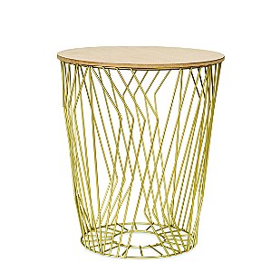 KIT MESA LATERAL DOURADA EM METAL E MAD - 2 PCS