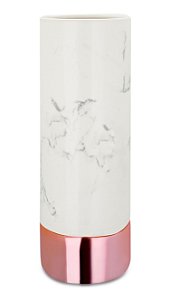 VASO MARMORE BRANCO E ROSE GOLD EM CERAMICA