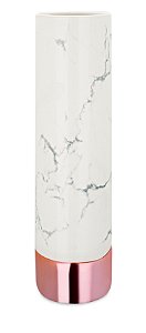 VASO MARMORE BRANCO E ROSE GOLD EM CERAMICA