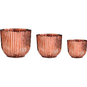 KIT CACHEPOT COBRE EM METAL - 3 PCS