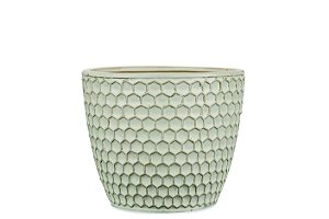 KIT CACHEPOT OFF WHITE EM CERAMICA - 2 PCS