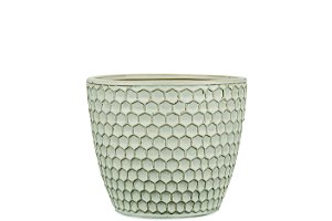 KIT CACHEPOT OFF WHITE EM CERAMICA - 3 PCS