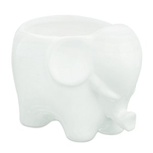 CACHEPOT ELEFANTE BRANCO EM CERAMICA