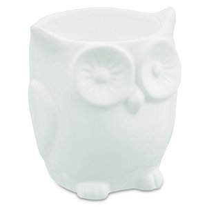 CACHEPOT CORUJA BRANCA EM CERAMICA
