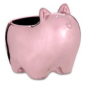 CACHEPOT GATO ROSE GOLD EM  CERAMICA