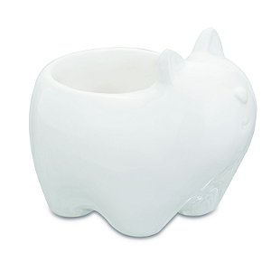 CACHEPOT GATO BRANCO EM CERAMICA