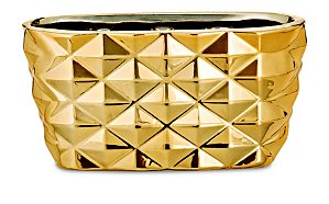 KIT FLOREIRA DOURADO EM CERAMICA - 3 PCS