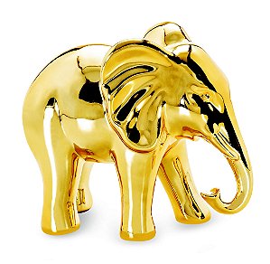 ELEFANTE DOURADO EM CERAMICA