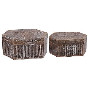 CONJ. DE CAIXAS DE MADEIRA - 2PCS G: 20CM X 13CM X 9CM P: 16
