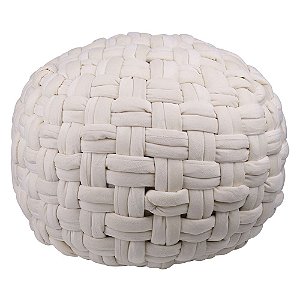 PUFF REDONDO DE VELUDO OFF WHITE