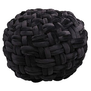 PUFF REDONDO DE VELUDO PRETO