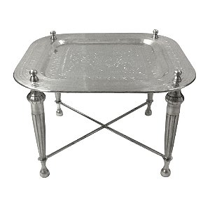 MESA EM ALUMINIO PRATEADA 58CM X 58CM X 37CM